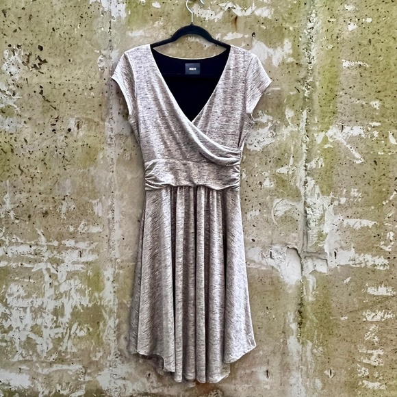 Anthropologie Maeve Silver Metallic Tamera Faux Wrap Midi Dress Women’s Small - Picture 4 of 12